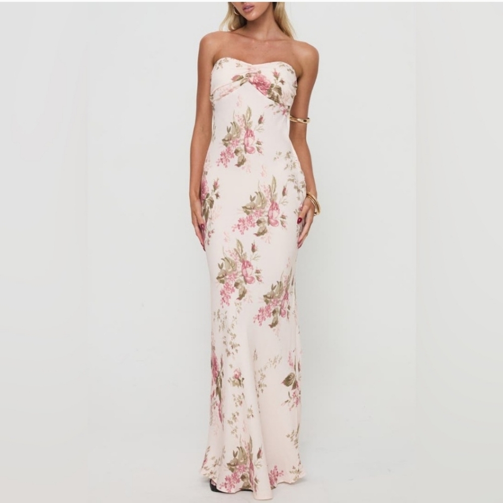 Strapless floral maxi